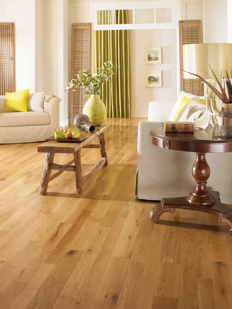 Living room on White Oak Natural hardwood floors